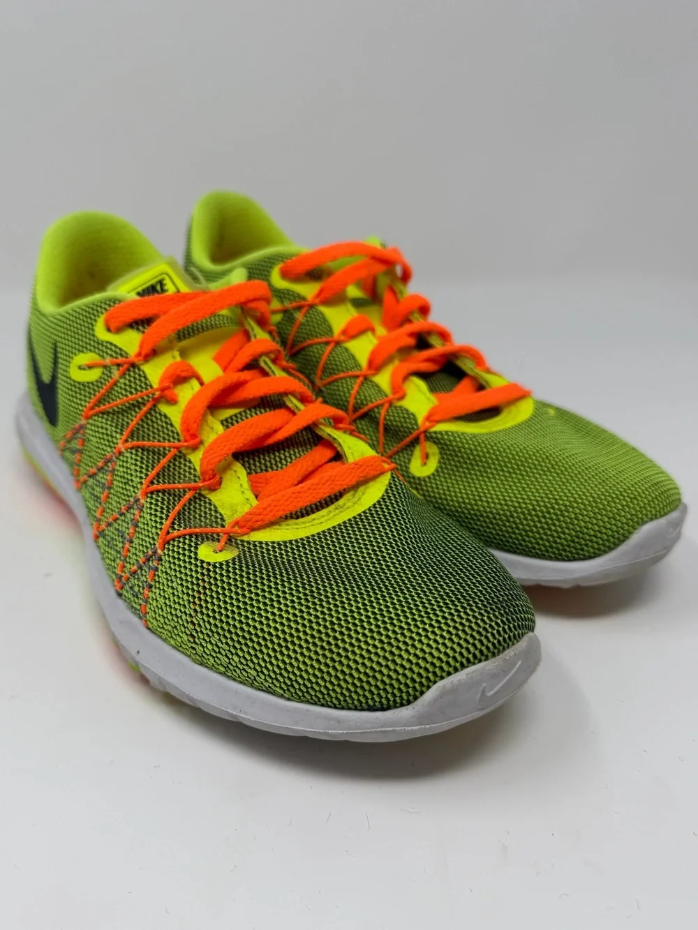 Nike Fury 2 Kids' Neon Green Athletic Sneakers with Orange Accents Sz. 4y